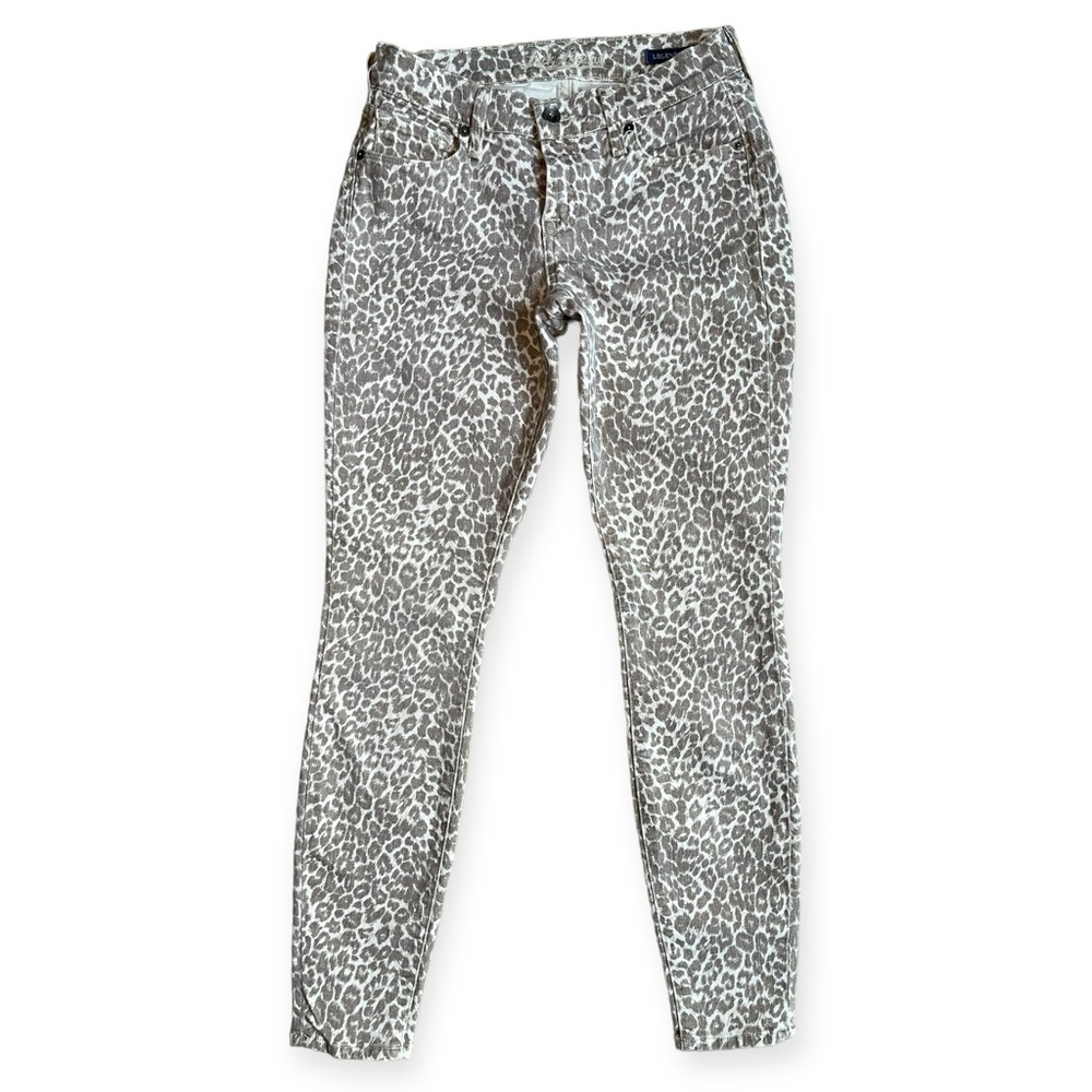 LUCKY BRAND Vintage Skinny cheetah lepord print cream and brown jean pants